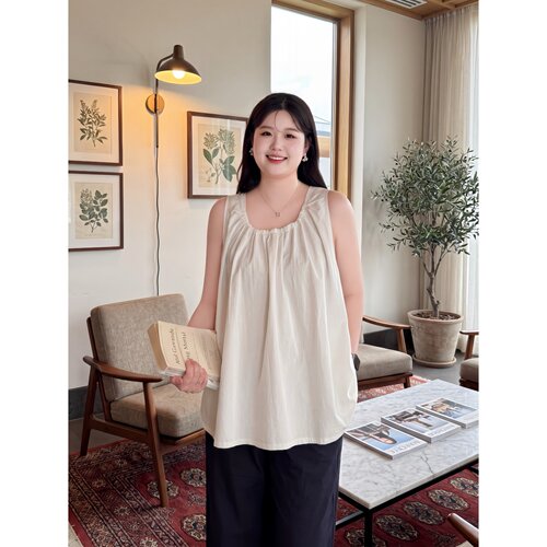 梵朵大码女装夏季韩版梨型身材显瘦百搭无袖背心小众上衣17329K