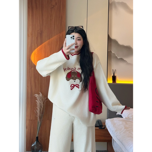 梵朵大码女装初春新款韩版减龄甜美针织毛衣宽松简约上衣女16667Y - 封面