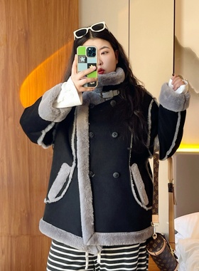 梵朵大码女装13716冬季高级感时尚翻领洋气宽松短款外套百搭上衣