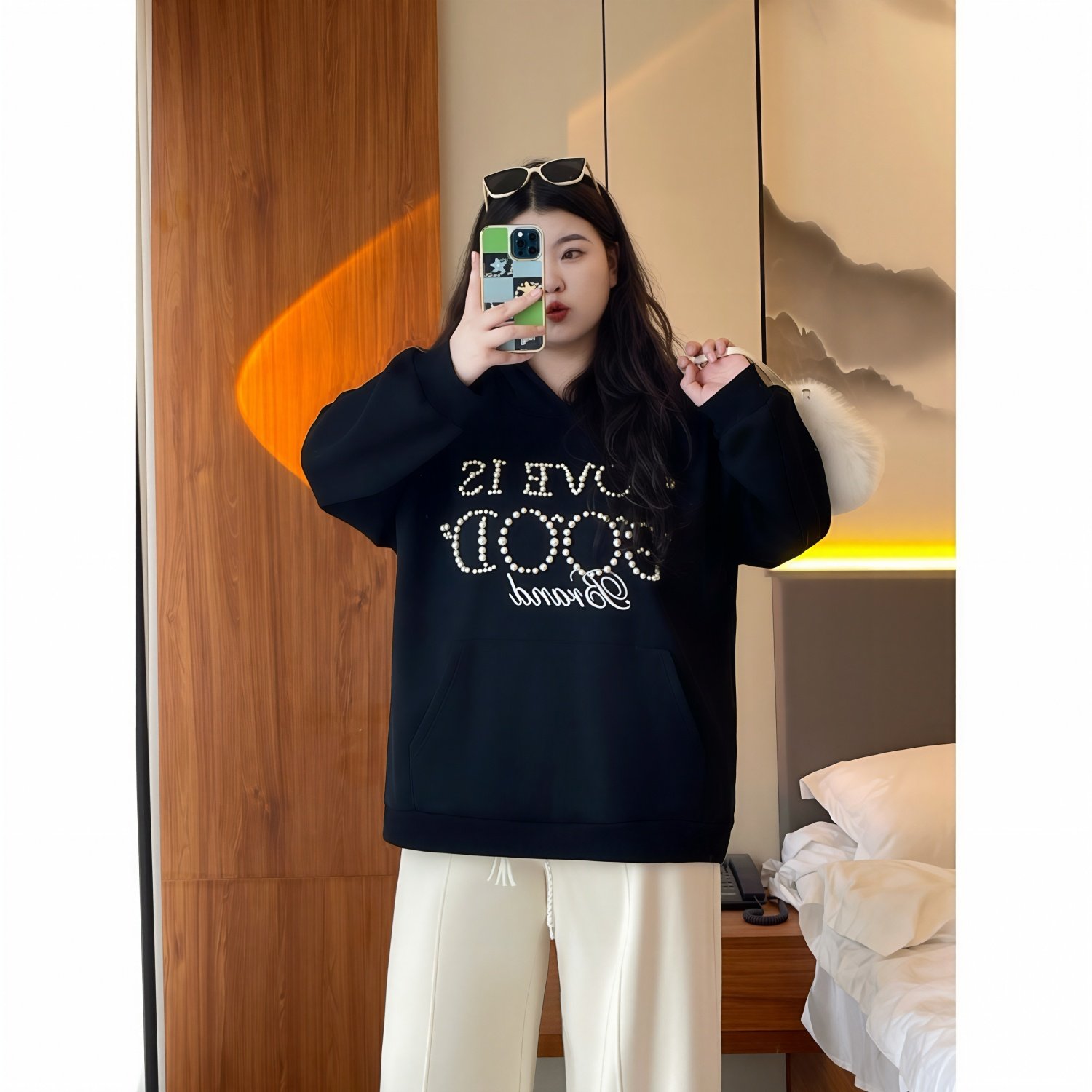 梵朵大码女装16380冬季新款设计感胖MM加绒连帽卫衣百搭个性上衣,女装/女士精品,大码内搭,淘宝优惠券,粉丝福利购,淘宝优惠卷