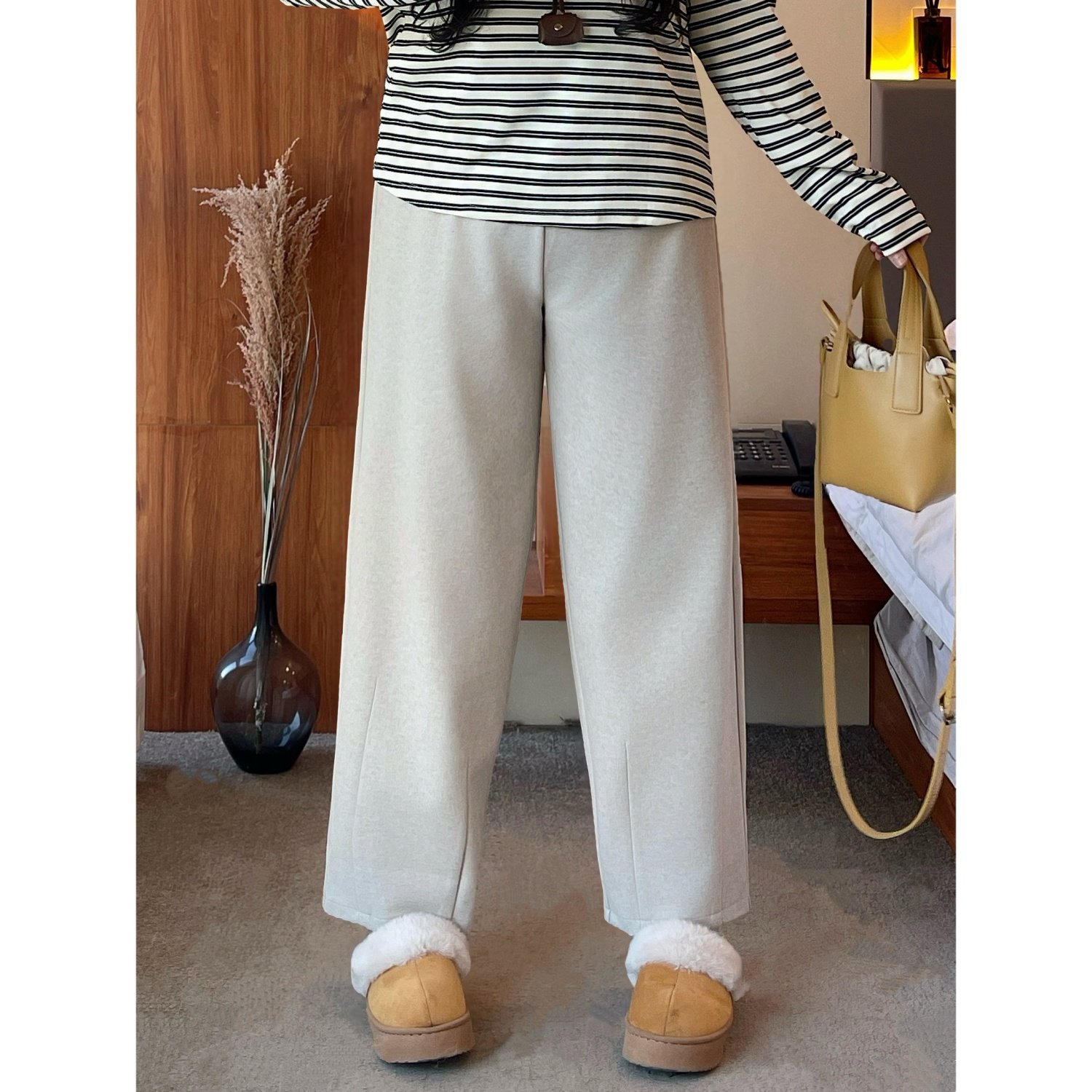 梵朵大码女装6735秋冬新款窄版阔腿通勤休闲裤垂感宽松磨毛直筒裤,女装/女士精品,大码裤装,淘宝优惠券,粉丝福利购,淘宝优惠卷