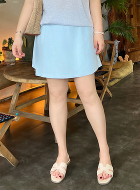 花契大码裤装15219新夏季高腰显瘦宽松休闲百搭防走光半身裙短裤