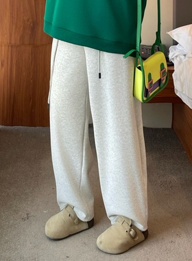 梵朵大码女装14175冬季休闲加绒运动裤胖MM显瘦松紧腰阔腿卫裤潮