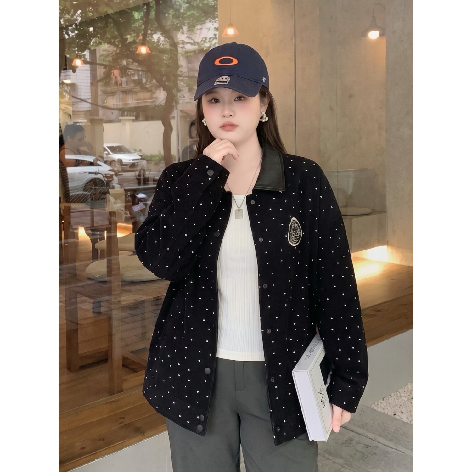 梵朵大码女装秋季高级感独特好看棒球服时髦百搭休闲外套4440R