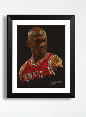 篮球迷酒吧海报艺术插画框装饰照片墙桌摆件实木相框简约周边礼物