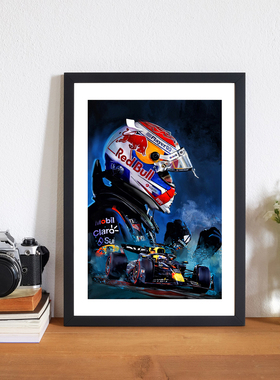 维斯塔潘F1赛车迷周边A4铝合金相框酒吧宿舍装饰壁画桌摆挂件海报