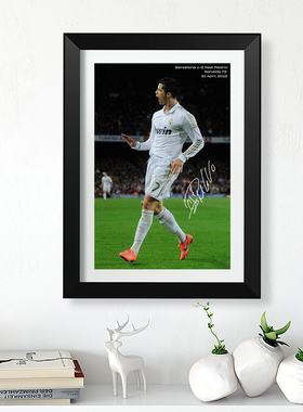 C罗噤声诺坎普霸气庆祝相框照片墙海报摆件桌摆挂件酒吧挂墙壁画