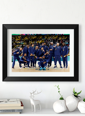 2024美国男篮冠军合照纪念相框照片墙詹姆斯库里寝室挂画海报桌摆