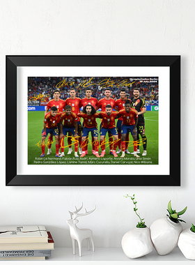 24欧洲杯西班牙首发合影实木相框照片墙海报壁画桌摆挂件球迷礼物