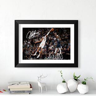 文班亚马经典盖帽实木相框马刺篮球星照片墙海报摆台桌摆挂件周边