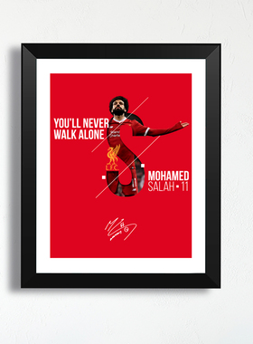 利物浦萨拉赫签名艺术画实木相框照片墙桌摆挂墙海报球迷周边礼物