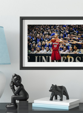 勇士库里签名纪念品高中实木装饰相框照片墙桌摆挂框酒吧艺术壁画