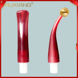 木香烟斗嘴配件咬嘴斗柄9mm烟道 弯柄收尖 烟嘴亚克力滤芯型斗嘴