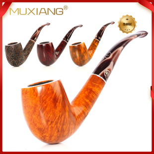木香烟斗石楠木沙芬同款实木复古弯式雕刻男士过滤火焰纹创意斗