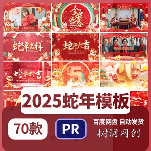 2025蛇年新年春节Pr模板企业拜年祝福年会晚会开场片头视频素材