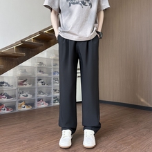夏季垂感休闲西装裤男士薄款宽松高级感直筒长裤子男款冰丝小西裤