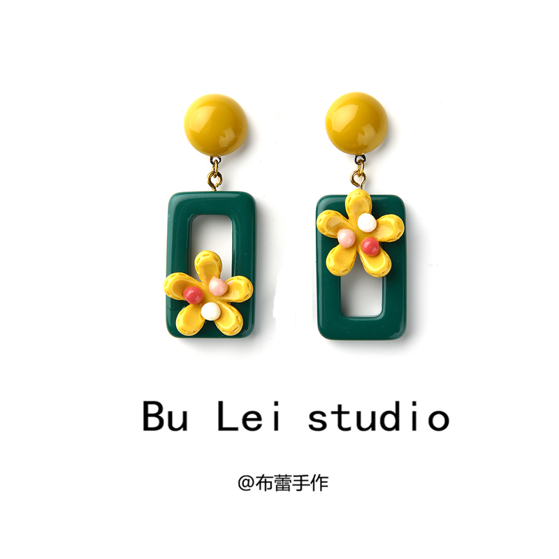 韩国泫雅风趣味花朵女925银撞色