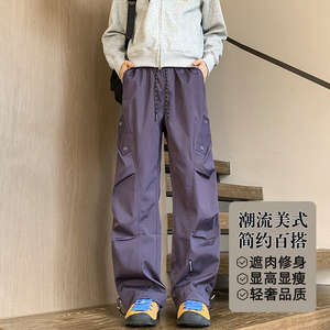 抖音/港风男女同款冲锋裤直筒显瘦大码休闲裤子HK9661-P35图片