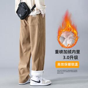 D-A232-HK9201加绒-P60卡其色灯芯绒裤子男款秋冬季加绒直筒裤男图片