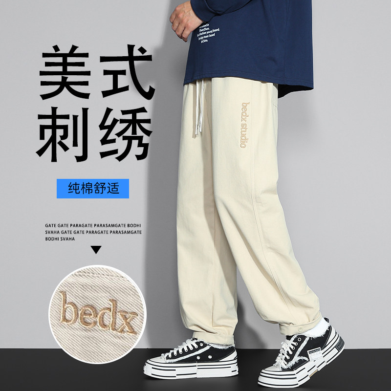 X-602-1-FK6605-P48-日系刺绣男士秋季2025新款直筒休闲长裤图片