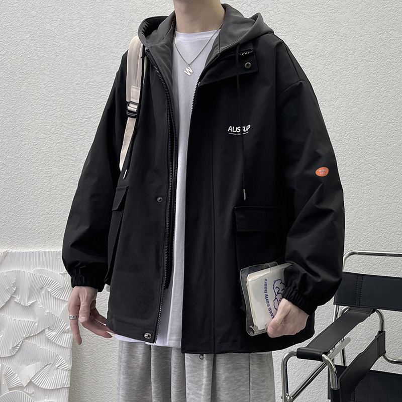 D-A232-JK303港风大码假两件外套男士秋季高街工装夹克棉衣，男装夹克，电商A232