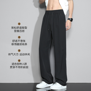 D-A232-HK9379-P25高弹冰丝裤子男夏季薄款宽松直筒西装裤图片