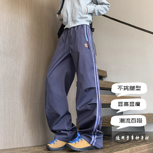 抖音/潮牌户外冲锋裤男女撞色拉链宽松休闲裤子HK9669-P38图片