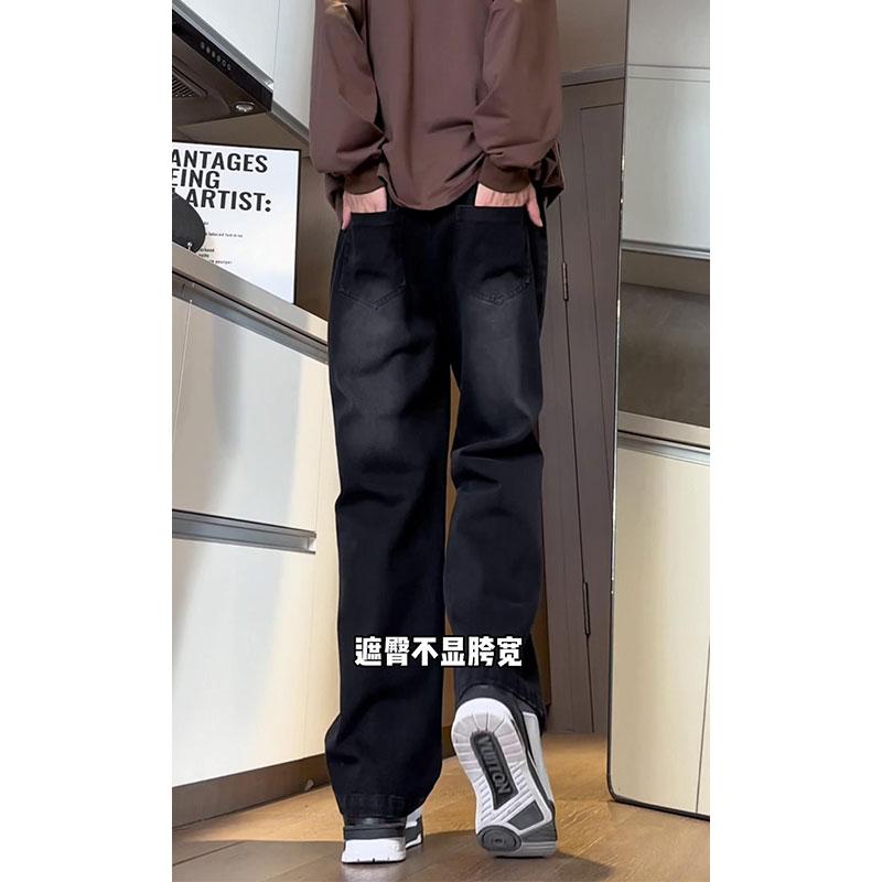 D-A232-YHK9538-P40美式复古水洗做旧阔腿牛仔裤男款秋冬直筒微喇,男装牛仔裤,电商A232