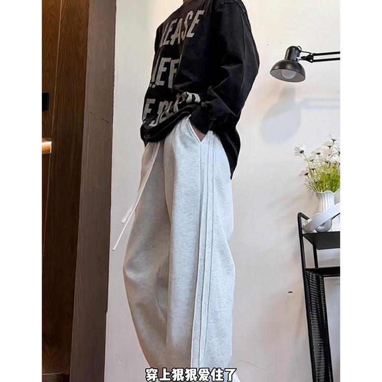 D-A232-HK9337-P40美式休闲男女直筒裤卫裤春秋垂感宽松百搭长裤,男装休闲裤,电商A232