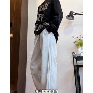 D-A232-HK9337-P40美式休闲男女直筒裤卫裤春秋垂感宽松百搭长裤图片
