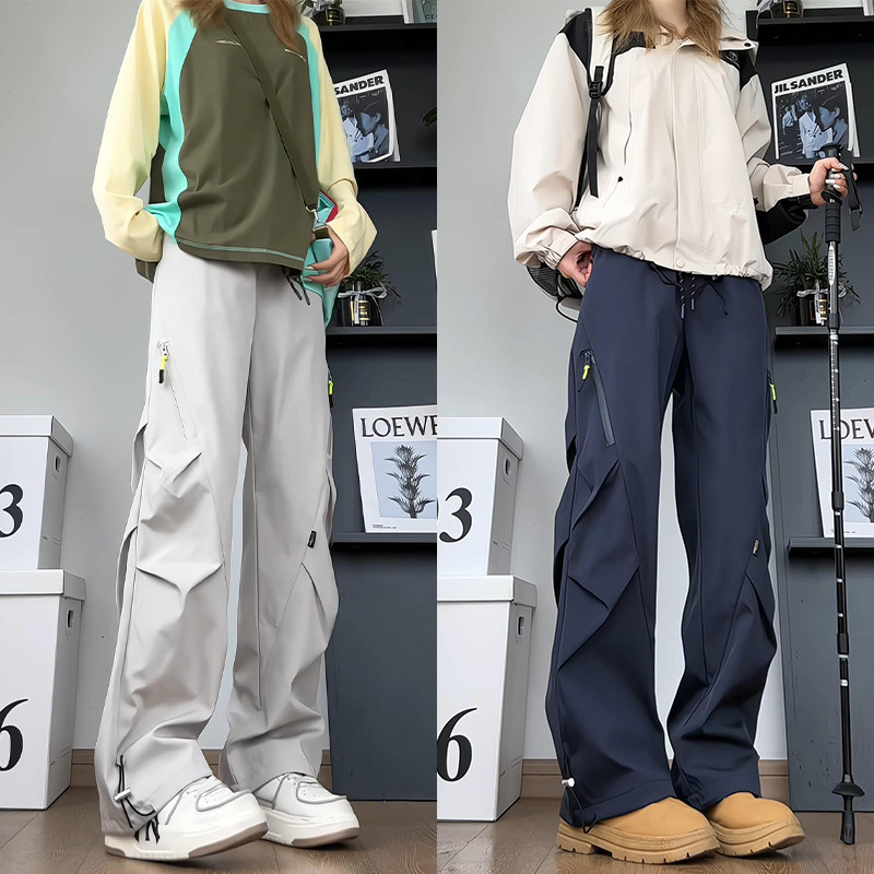 抖音/秋冬季加绒冲锋裤男女同款中性风裤子HK9662-P45,男装卫衣,电商A232