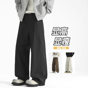 2026年春季新款美式弯刀休闲裤子男宽松大码百搭黑色男裤HK9690图片