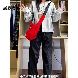 D-A232-HK9550-P35加绒45褶皱工装裤男秋季美式复古直筒显瘦裤子图片