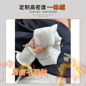 美式斜切三防拉链口袋冲锋裤男女秋冬季宽松百搭直筒加绒休闲裤子图片