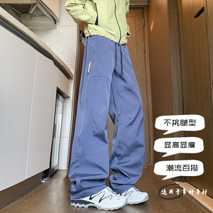 抖音/港风男女同款三防冲锋裤直筒大码休闲裤子HK9663-P35图片