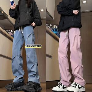 D-A232-HK9531加绒-P45粉色铆钉工装裤男款秋冬加绒加厚冲锋裤子图片