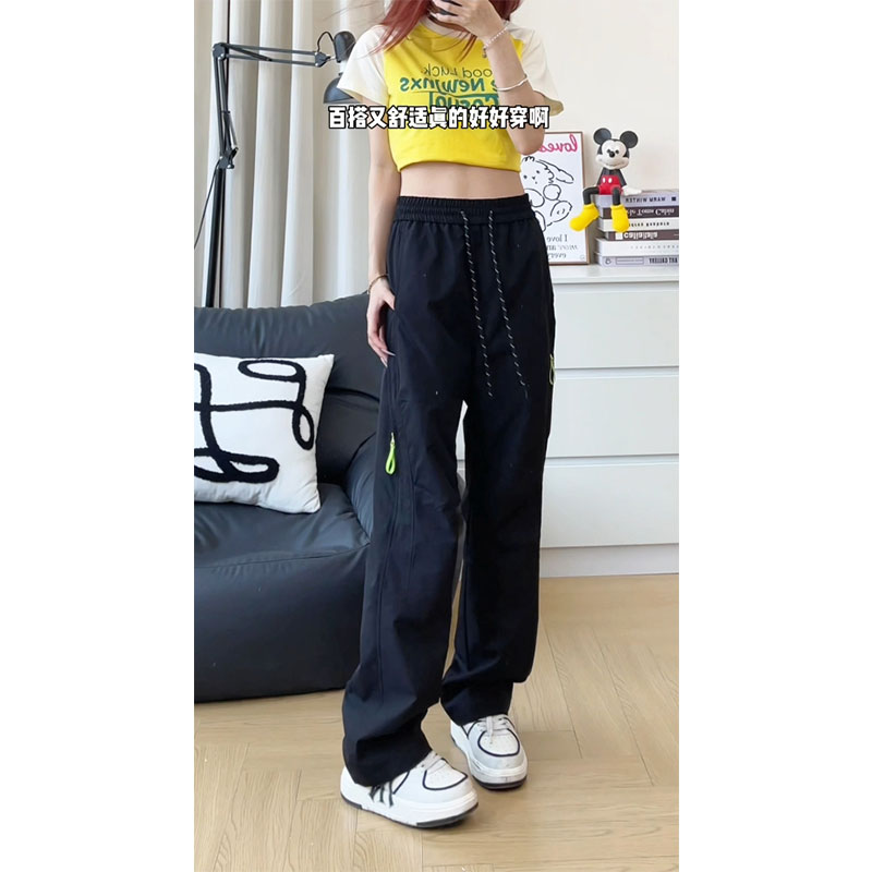 抖音/侧拉链拼接秋季新款休闲裤男女宽松裤子HK9612-P35，男装休闲裤，电商A232