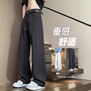 2026年春季新款韩系简约垂感男士西裤宽松大码直筒休闲裤HK9711图片