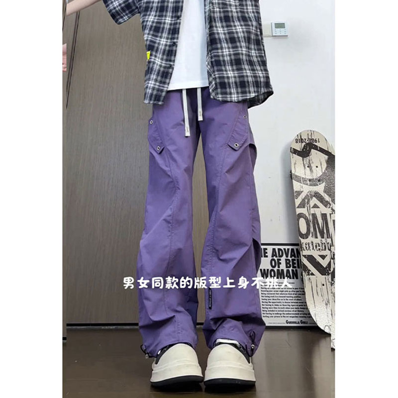 美式褶皱阔腿伞兵工装裤男款夏季薄款冰丝速干裤子户外登山防晒裤,男装工装外套,电商A232