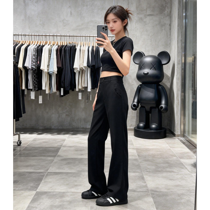 韩系微喇小西裤男女款春秋季clenfit垂感显瘦直筒休闲长裤，男装西裤，电商A232