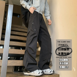 抖音/港风男女同款冲锋裤直筒显瘦大码休闲裤子HK9661-P35，男装休闲裤，电商A232