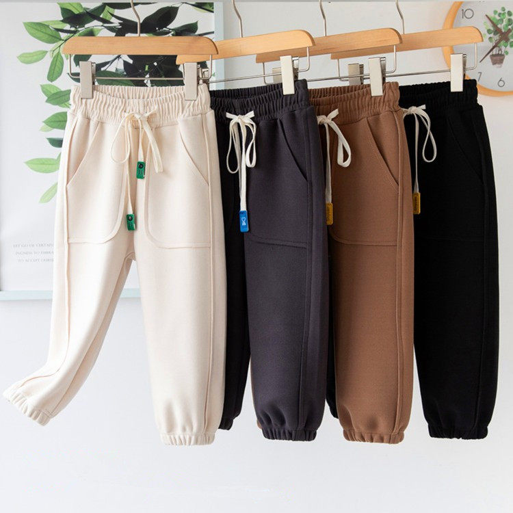 春秋男童女童休闲裤洋气深秋初冬儿童薄绒宝宝加绒小孩运动长裤子