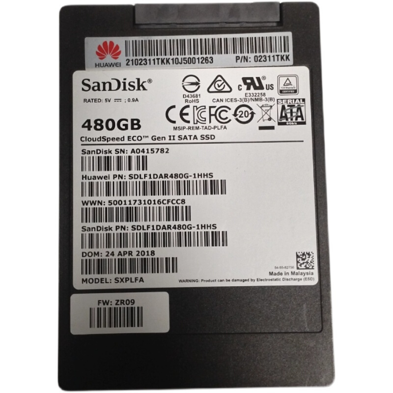 480G 6G SATA 02311TKK SDLF1DRAR480G1HHS提供测报固态SSD