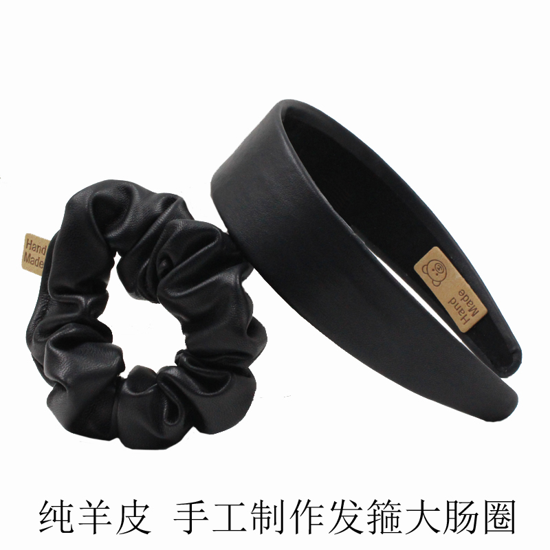 西吻头箍发卡羊皮黑色百搭
