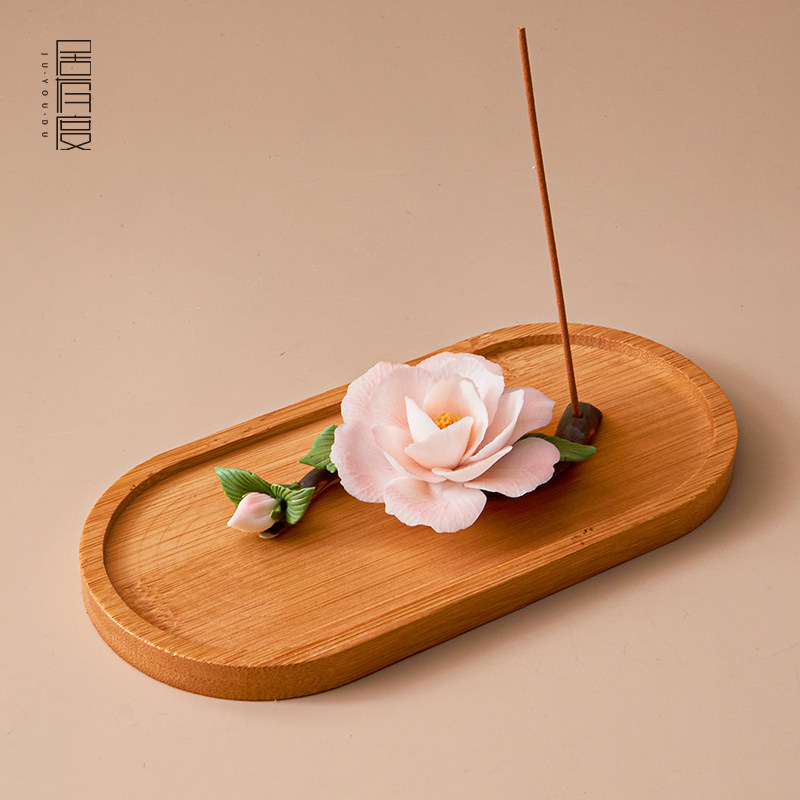 居有度线香炉檀香插非遗手作瓷花香道摆件家用熏香薰炉香托香座盘