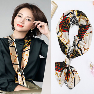 包邮 细窄长小丝巾领巾围巾发带女印花春秋百搭15条 姚chen同款 新款