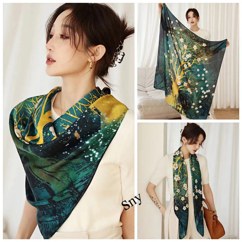 春夏秋丝巾110印花大方巾女仿真丝缎面防晒百搭领巾沙滩巾10包邮