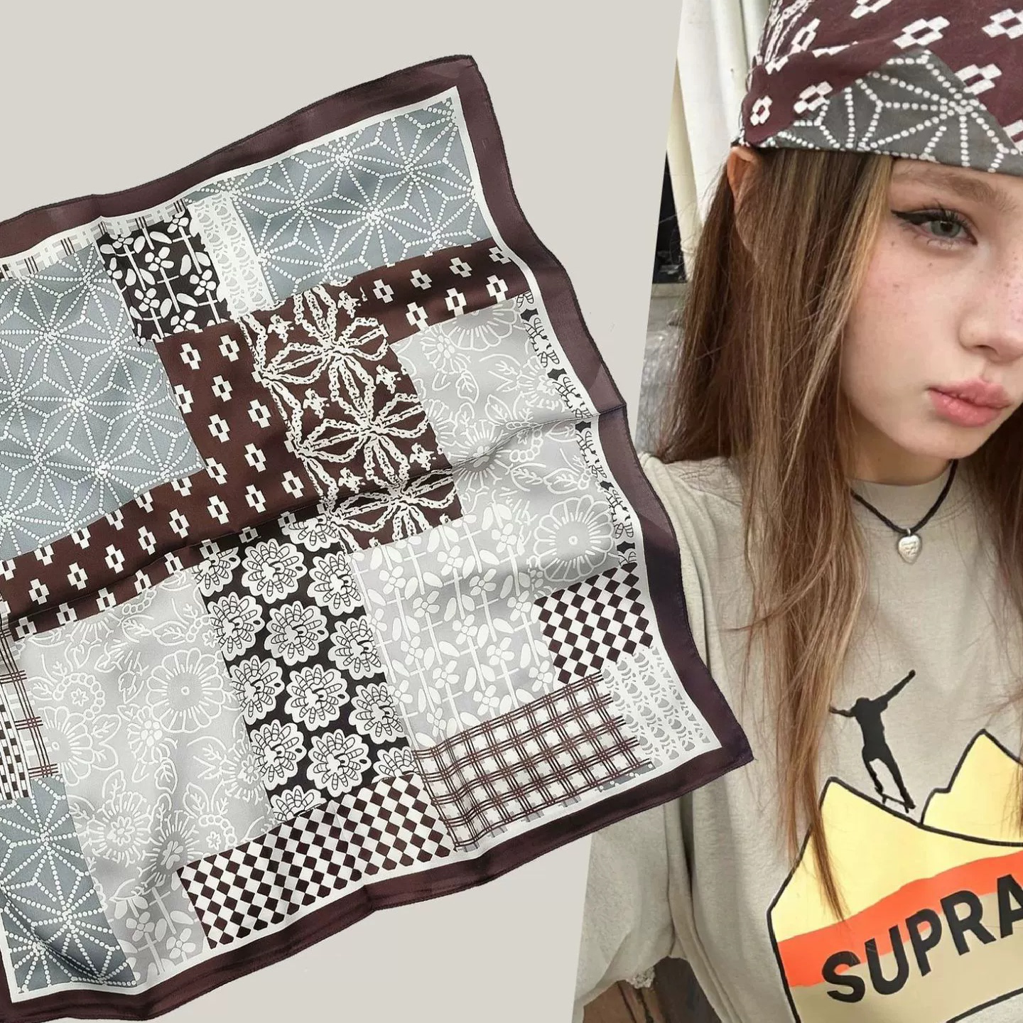 秋冬美式系腰辣妹腰果方巾领巾女