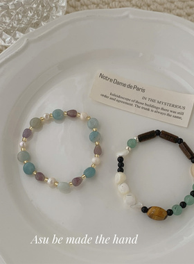 串珠手链女小众天然石手串