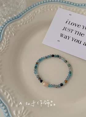 深色天然石串珠手链女